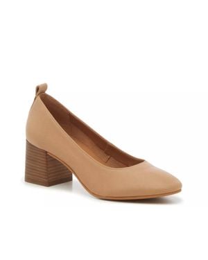 Crown Vintage Clanton Pumps Us Leather Slip On Block Heel Gal663 - Brown