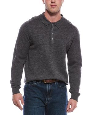 Magaschoni Merino Wool-Blend Johnny Collar Sweater - Gray