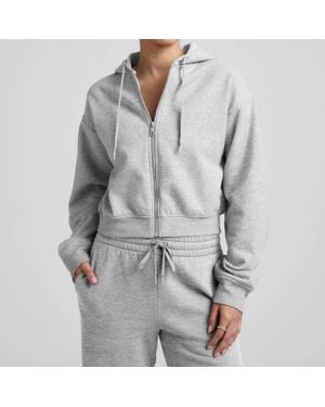 Beyond Yoga Luxe Fleece Zip Up Hoodie - Gray