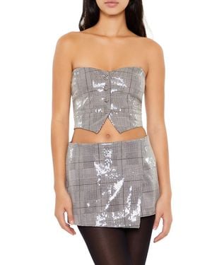 Forever 21 Glen Plaid Cropped Tube Top - Gray