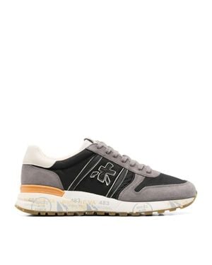 Premiata Lander Nylon Suede Panels Sneakers - Gray