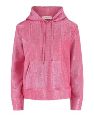 Valentino Metallic Logo-Embossed Hoodie - Pink