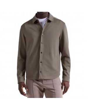 Bugatchi Soft Touch Knit Shirt Jacket - Brown