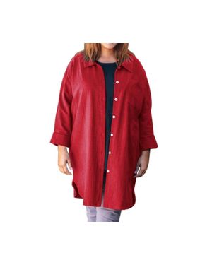 On The Plus Side Cotton Collar Long Sleeve Kendall Shirt - Red