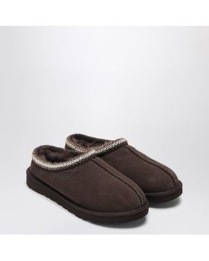 UGG Tasman Cocoa-Colou Eather Slip-Ons - Brown