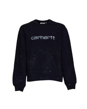 Carhartt Heavyweight Cotton Sweatshirt With Distressed Treatment - Blue