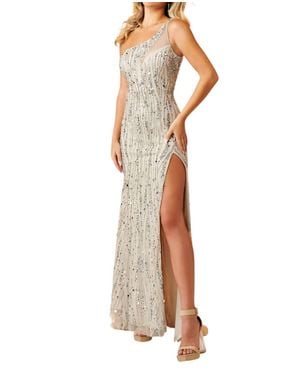 Rachel Allan Glimmering Effect One-Shoulder Prom Dress - White