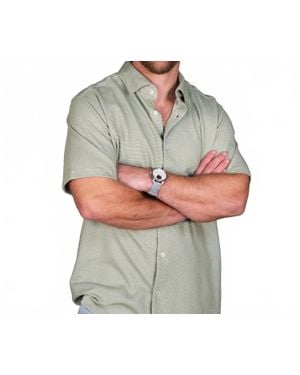 Stone Rose Technical Pique Button Down Shirt - Gray