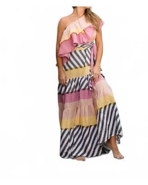 Pearl & Caviar Cora Ruffled One Shoulder Maxi Dress - White