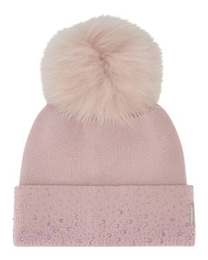 Gorski Knit Hat With Pompom - Pink