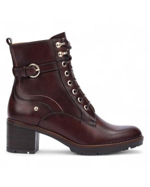 Pikolinos Leather Mid-Heel Combat Ankle Boots - Black