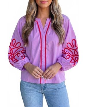 Aapparella Petal Pop Embroidered Blouse - Purple