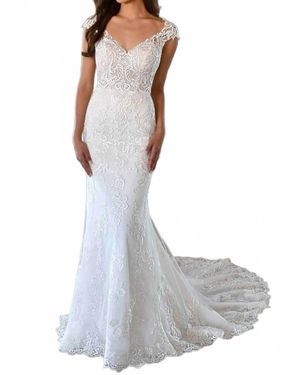 Stella York Cap Sleeves Wedding Gown - White
