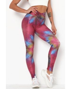 TRUEDAMES Tie Dye Yoga Legging - Red
