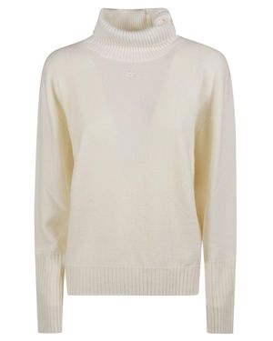 Courreges Finely Knit Merino Wool Turtleneck Sweater - White