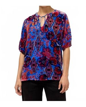 Johnny Was Margot Short Sleeve Blouse - Blue