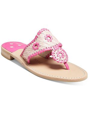 Jack Rogers Jack Flat Sandal Leather Cork Thong Sandals - Pink