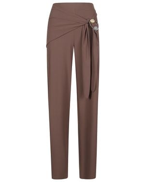 HAMOULET Belted Pants Belted Asymmetrical Pants - Brown