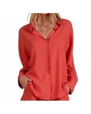 Elan Allison Button Up Top - Red