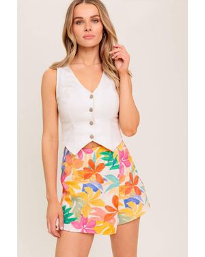 TRUEDAMES Tidal Touch Ivory Woven Skort - White