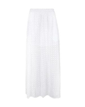 Nude Midi-Length Skirt - White