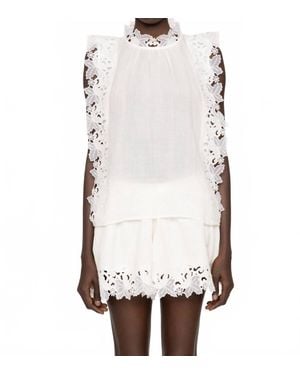 Sea Eleannora Embroidered Sleeveless Top - White
