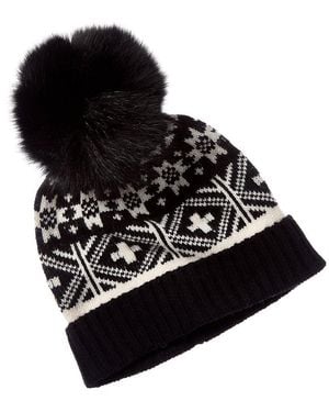 Sofiacashmere Fairisle Wool & Cashmere-Blend Hat - Black