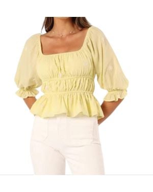 By Together Rachel Floral Embroidered Blouse - Yellow