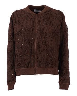 Kangra Cashmere Bomber Cornely Con Fodera E Paillettes - Brown