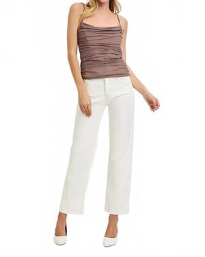 Risen Tummy Control Mid Rise Ankle Straight Pants - White