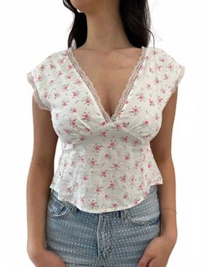 Sky To Moon Rosie V-Neck Top - White