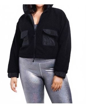 Mono B Sherpa Dreams Cropped Hooded Jacket - Black