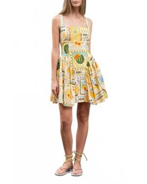 Moon River Fruit Tile Corset Mini Dress - Yellow