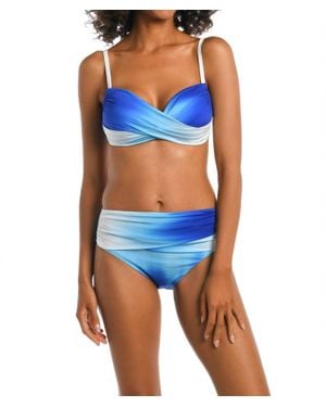 La Blanca Ocean Oasis Wrap Front Swim Top - Blue
