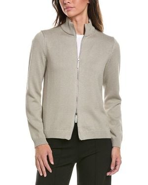 Lafayette 148 New York Fitted Silk-Blend Bomber Jacket - Gray