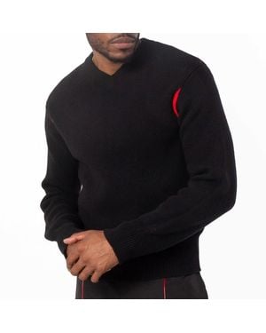 Ferragamo Ferragamo V-Neck Ribbed-Knit Sweater - Black
