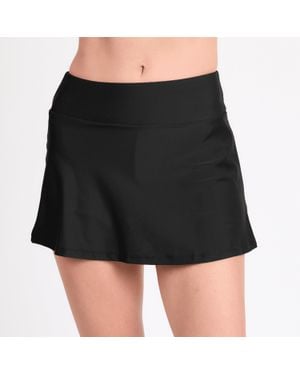 Calypsa High Waisted Mini Swim Skirt With Shorts - Black