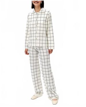 Allude Plaid Cashmere Blend Sweater Jacket - White