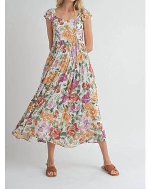 Sadie & Sage Treasures Ruffle Sleeve Midi Dress - White