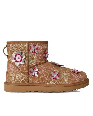 UGG Classic Mini Meadow Embroidered Boots - Brown