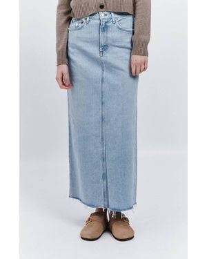Agolde Hilla Mid-Rise Back-Slit Maxi Skirt - Blue