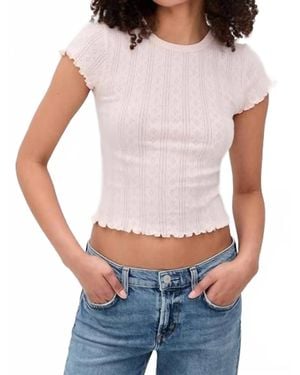 DAZE Crewneck Pointelle Tee - White