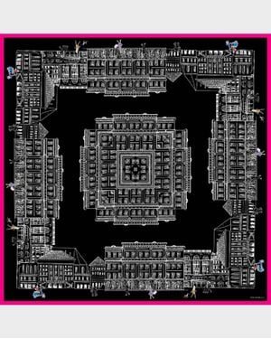 Rani Arabella Asti Printed Cashmere Scarf - Black