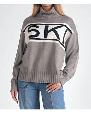Elan Ski Turtleneck Cotton Sweater - Gray