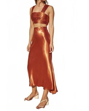 AIIFOS Nicole Metallic Satin Crop Top - Orange