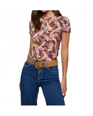 L'Agence Abstract Print Tee Shirt - Blue