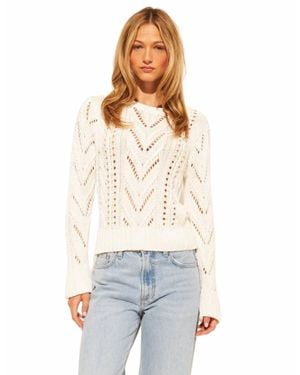 John + Jenn Cillian Cable Trumpet Sleeve Sweater - White