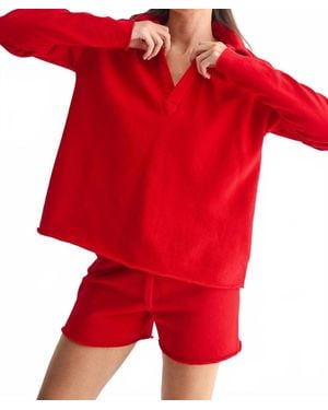 Mono B Malibu Vintage Henley Top - Red