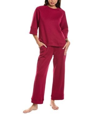 Marion 2Pc Air Scuba Sweatshirt & Pant Set - Red