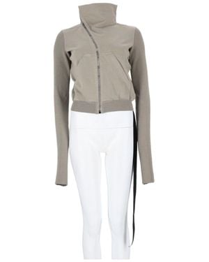 Rick Owens Mountain Cropped Asymmetrical Zip Cotton Jacket - White